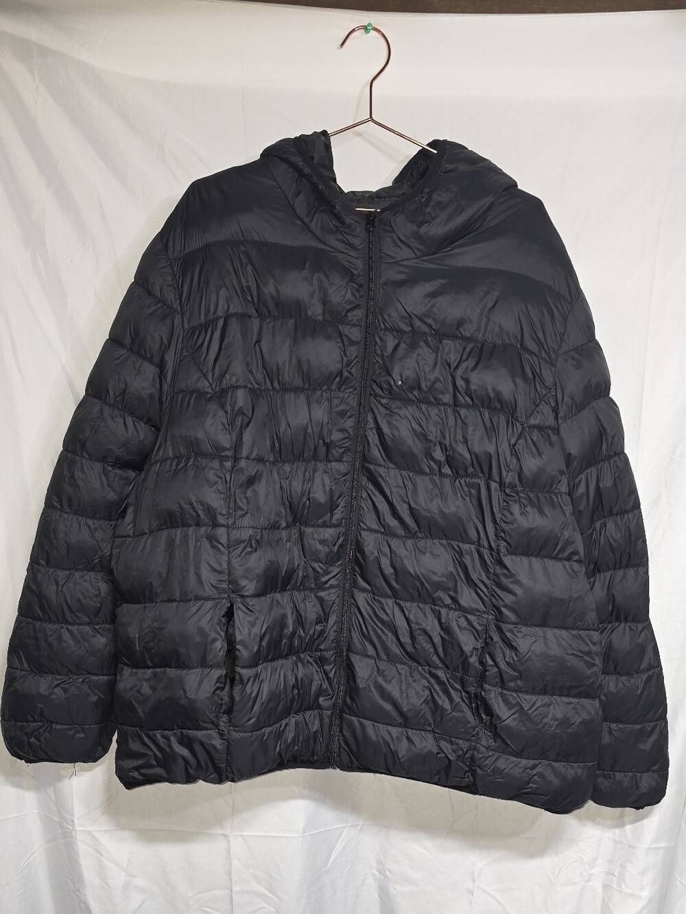George Black Hooded Puffer Coat - Women PLUS SIZE